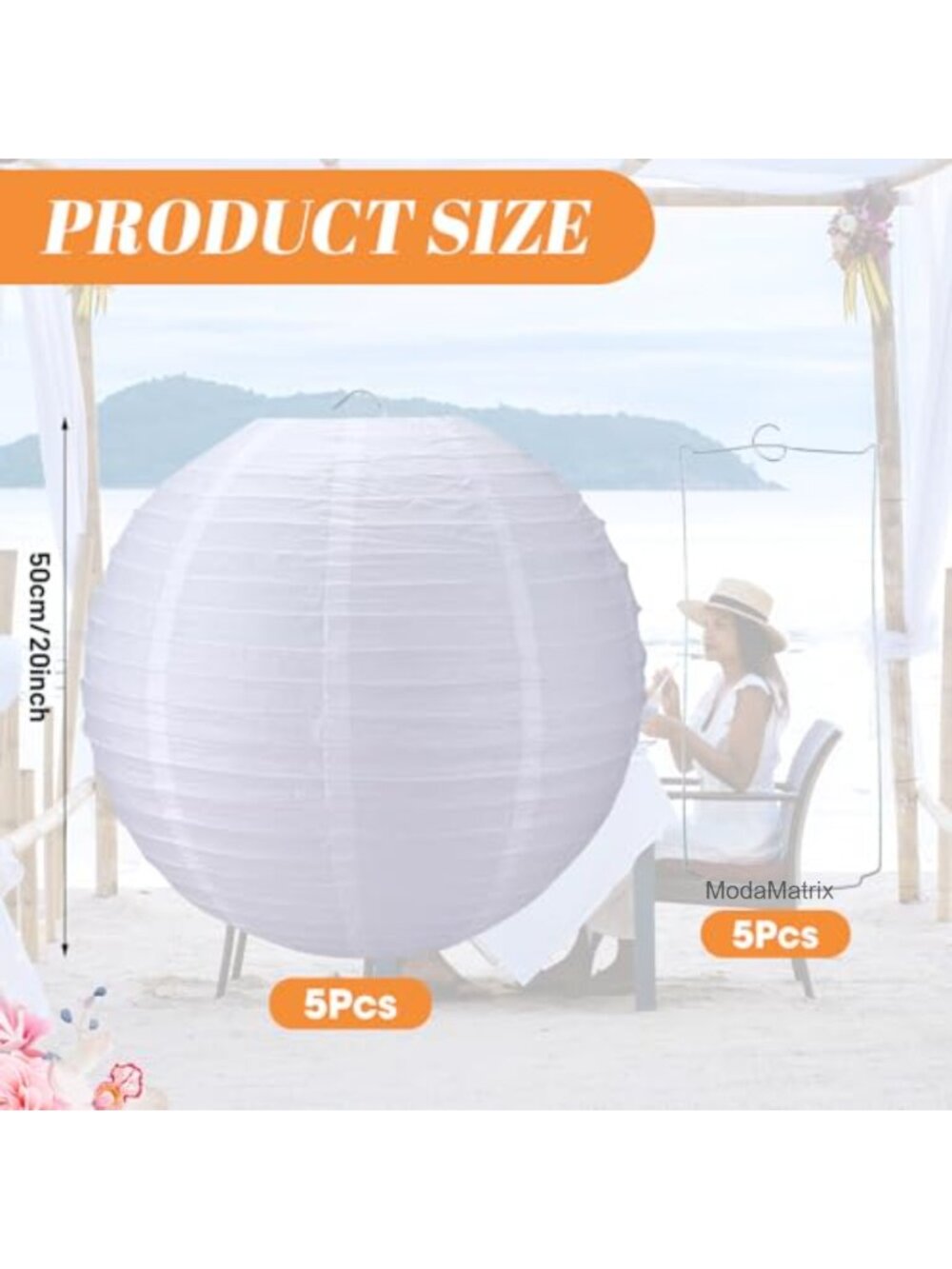 5 Pc 20 Inch Round Paper Lanterns Large Party Wedding Decor